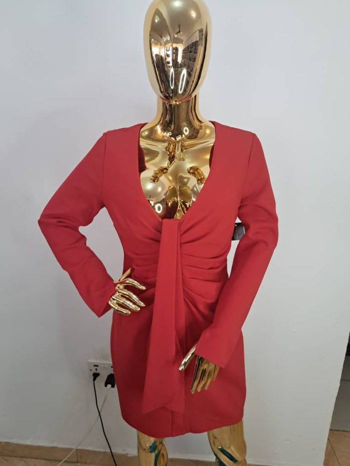 NWT INC Red Drape-Front Sheath Dress - Image 4