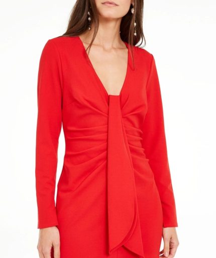 NWT INC Red Drape-Front Sheath Dress
