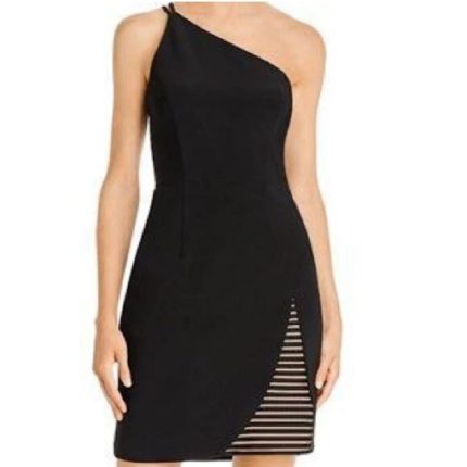 Aqua One shoulder strap Illusion Dress. US 10
