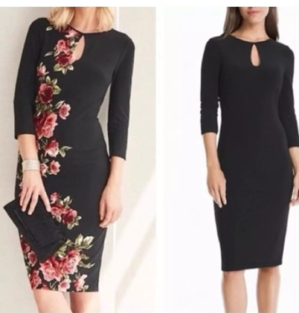 White House Black Market Reversible Dress with Roses