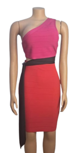 Venus Stretchy Belted pink and Red Dress Dress.  M