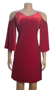 MSK Red velvet Cutout-Shoulder Dress