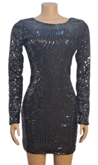 As U Wish Black Sequence Dress