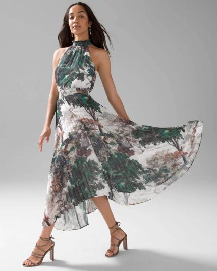 White House Black Market Pleated Halter Dress