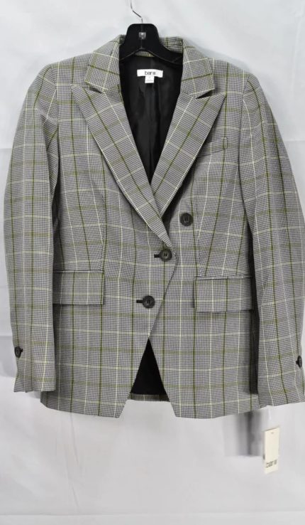 Bar III Women Faux Double Breast Plaid Blazer Jacket
