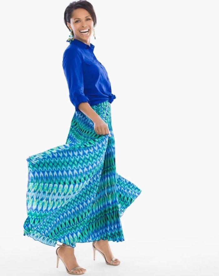 Chico's multiple coloured printed long skirt