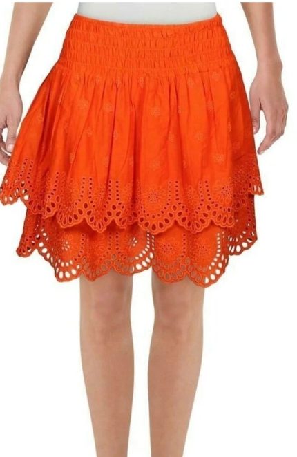 International Concept orange lacey printing skirt