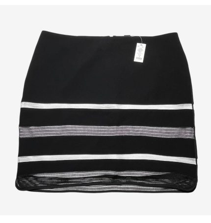 White House Black Market White & Black Net stripe miniskirt 