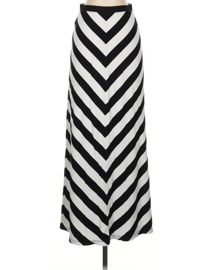 White House Black Market White & Black v-stripes maxi skirt 