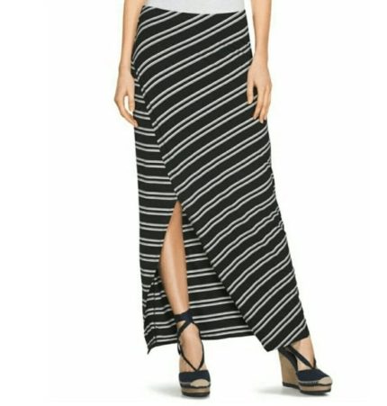White House Black Market White & Black stripes maxi long skirt 