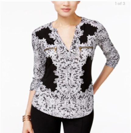 INC Zip-Detail Top. PP, XS, M