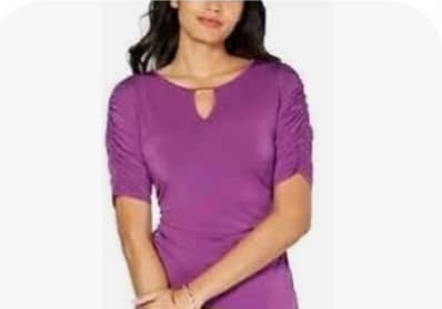 Thalia Sodi Women's elbow Sleeve Keyhole Elastic Top 