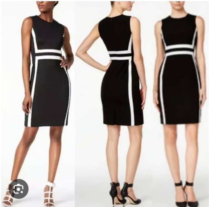 Calvin Klein Black/White Scuba dress. size 10 - Image 3