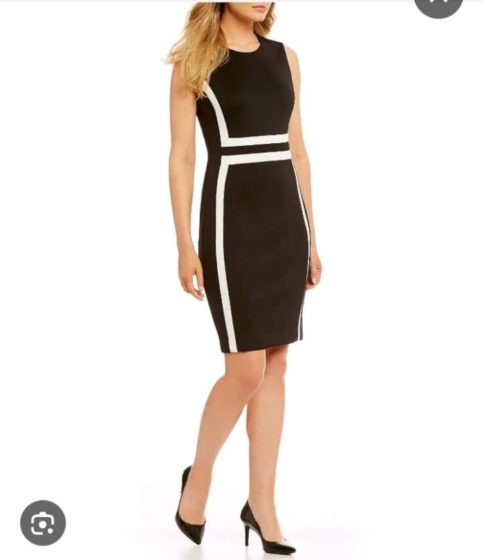 Calvin Klein Black/White Scuba dress. size 10 - Image 2
