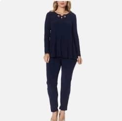 Nina Leonard V-neck Matte Jersey Set.  XL