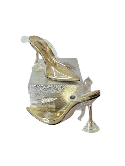 Wetkiss Gold Sandals With transparent straps