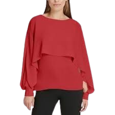 DKNY Women's Red Cold Shoulder Top. XS