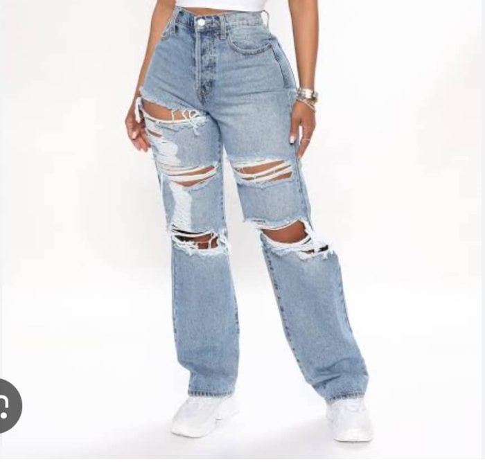 Fashion Nova Seeking Thrills Shredded Straight Leg Jeans. US 16
