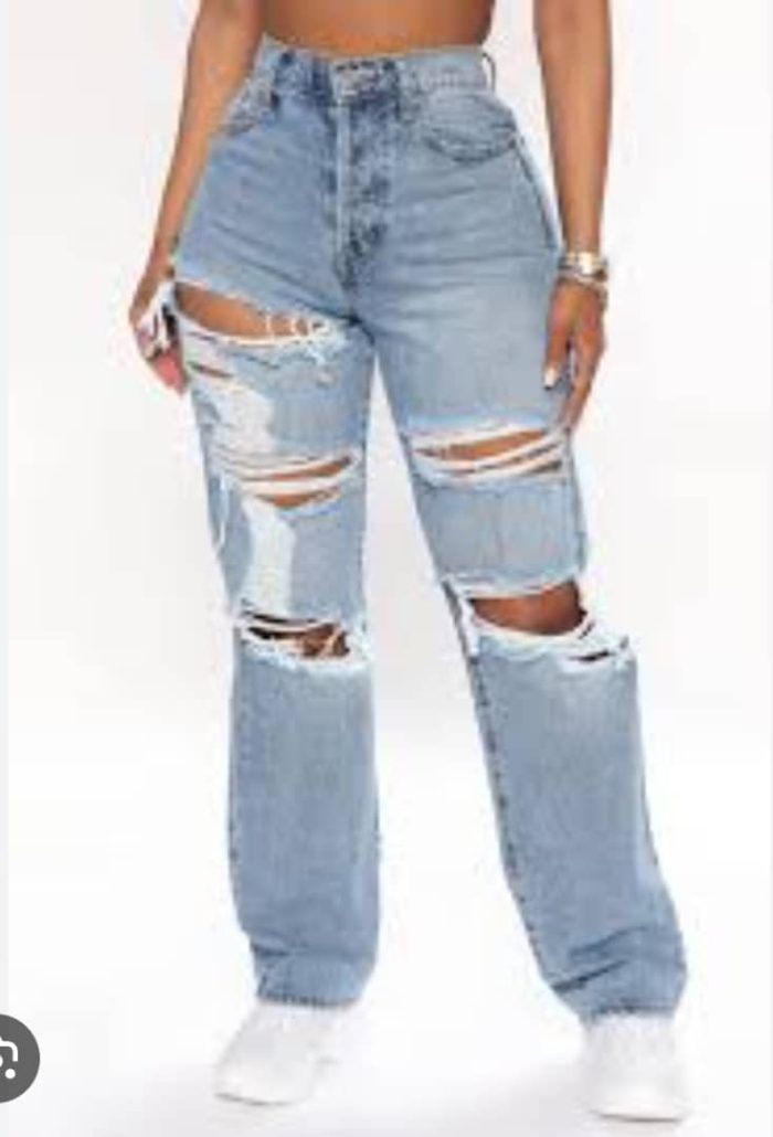 Fashion Nova Seeking Thrills Shredded Straight Leg Jeans. US 16 - Image 3